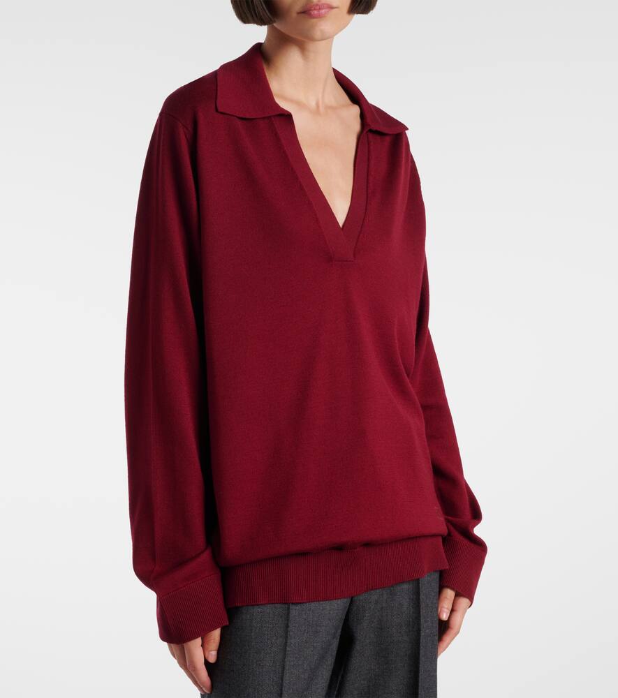Gucci Polohemd Aus Ultrafeiner Wolle In Burgundy