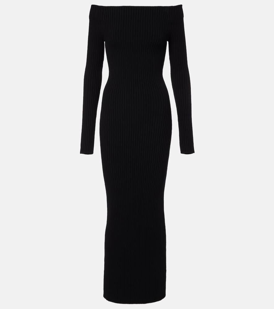 Max Mara Wool And Cashmere-blend Maxi Dress In Black