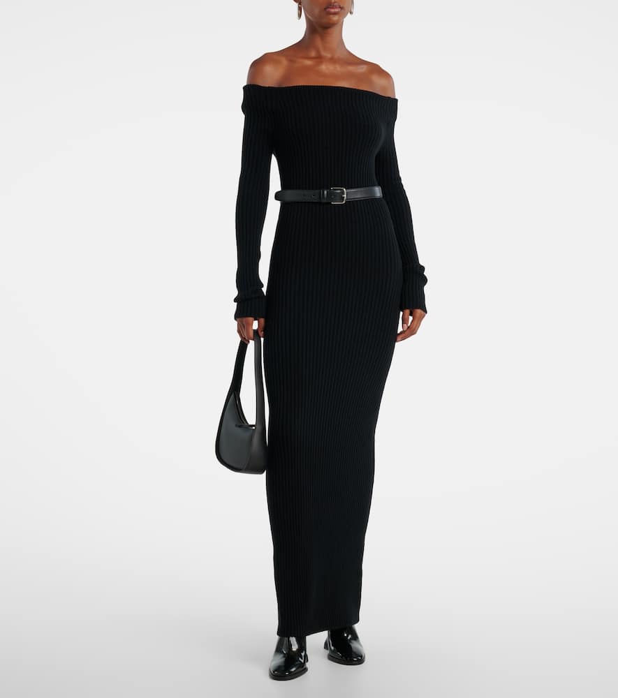Max Mara Wool And Cashmere-blend Maxi Dress In Black