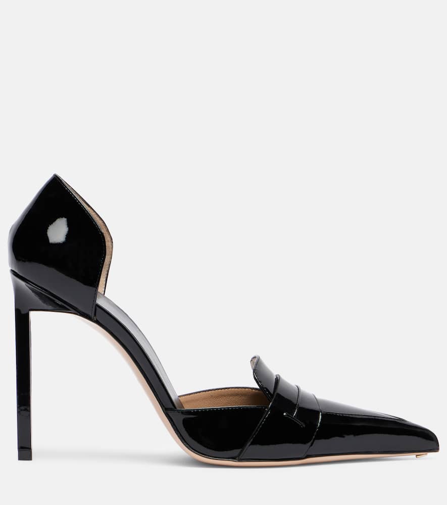Tom Ford Stylish Pointed Toe Patent Finish Pumps In Black