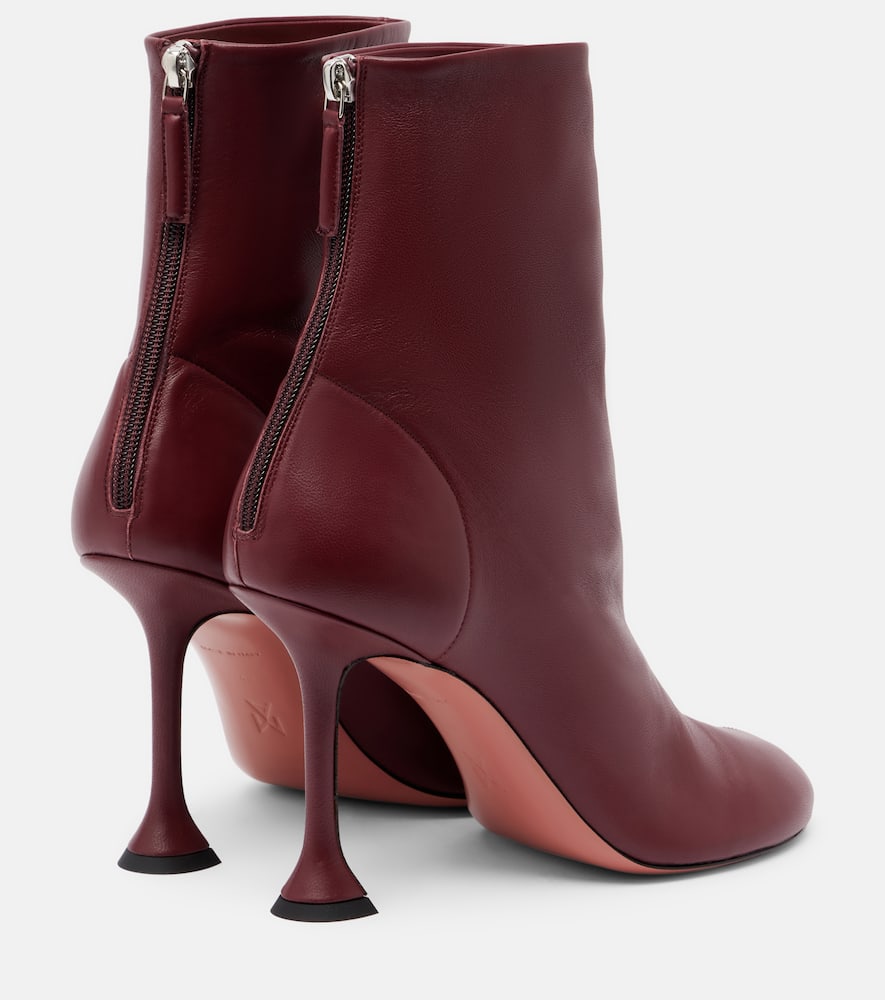 Amina Muaddi Iris 95 Leather Ankle Boots In Burgundy