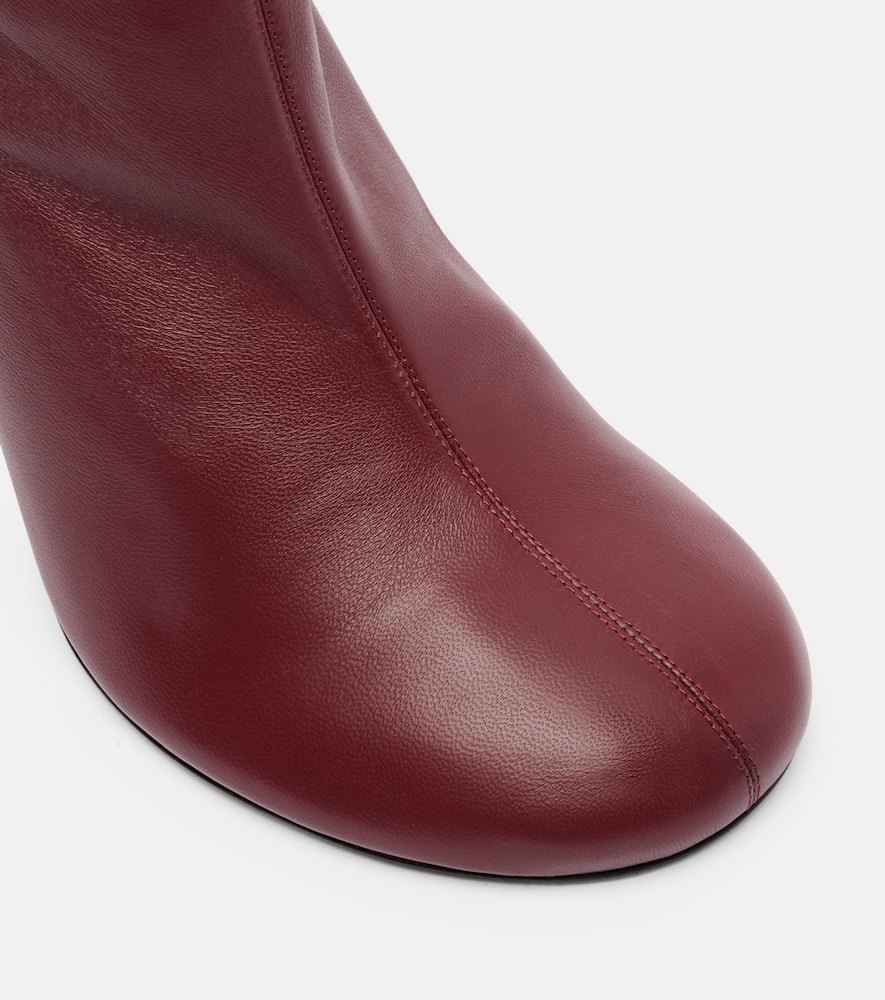 Amina Muaddi Iris 95 Leather Ankle Boots In Burgundy
