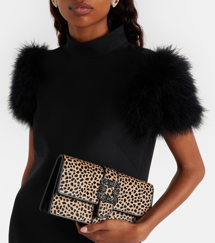 Manolo Blahnik Capri embellished calf hair clutch