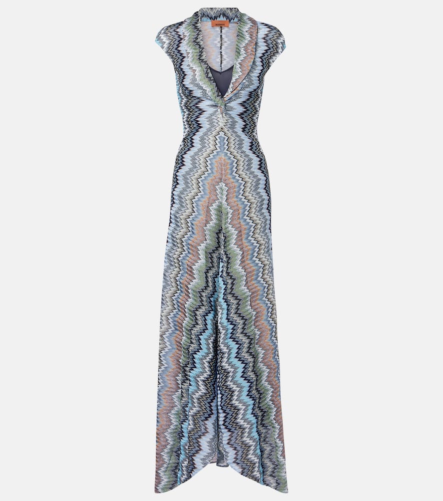 Missoni Gathered Asymmetric Lamé Maxi Dress In Multi