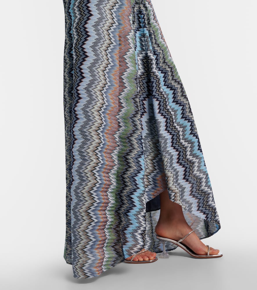 Missoni Gathered Asymmetric Lamé Maxi Dress In Multi