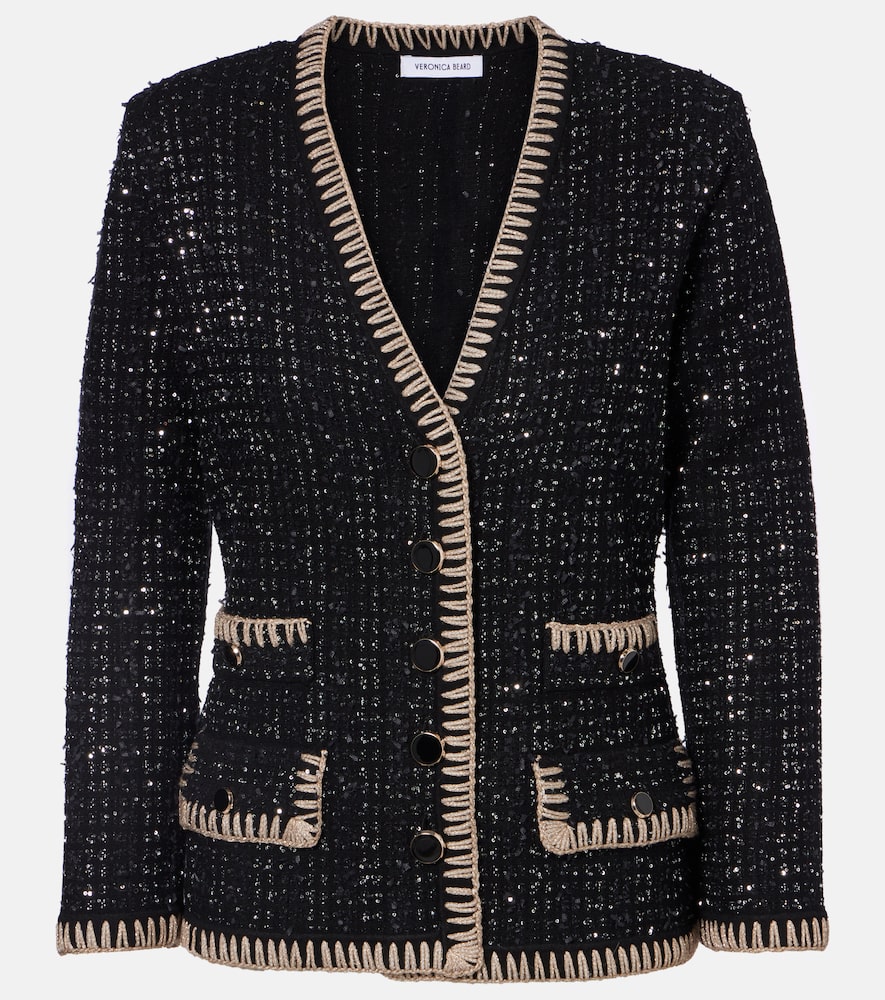 Veronica Beard Ceriani Tweed Cardigan In Black