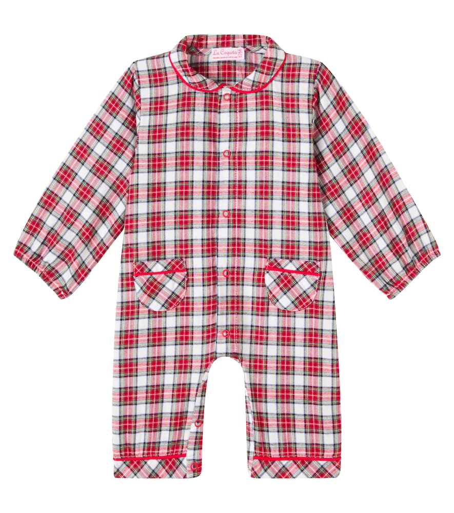 La Coqueta Baby Checked Cotton Onesie In Multi