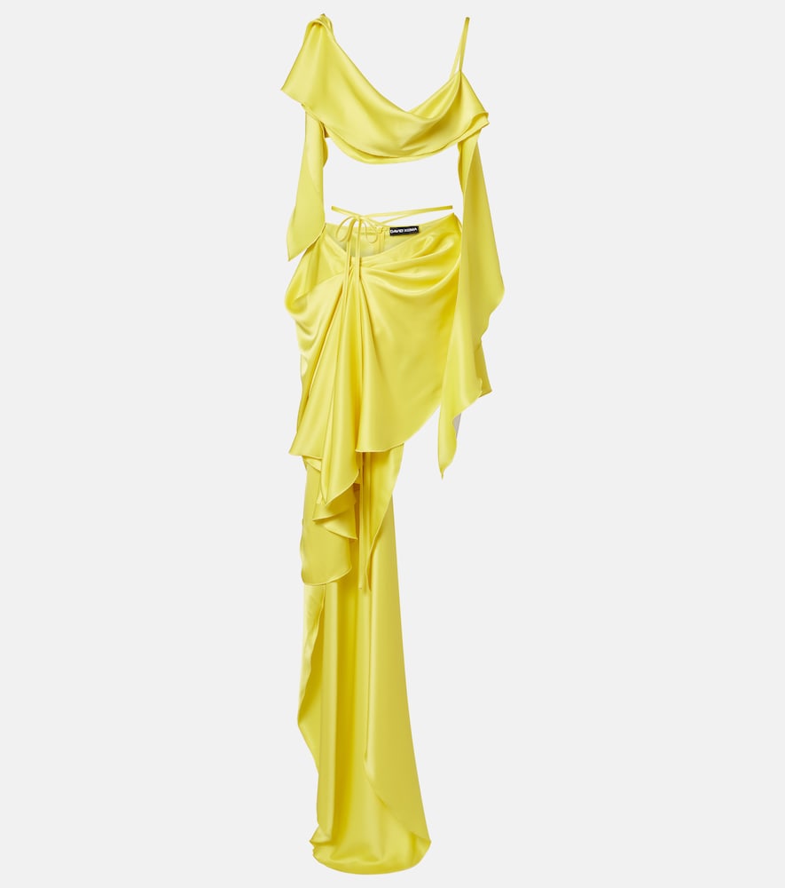 David Koma Draped satin top and skirt set