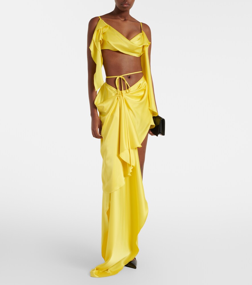 David Koma Draped satin top and skirt set