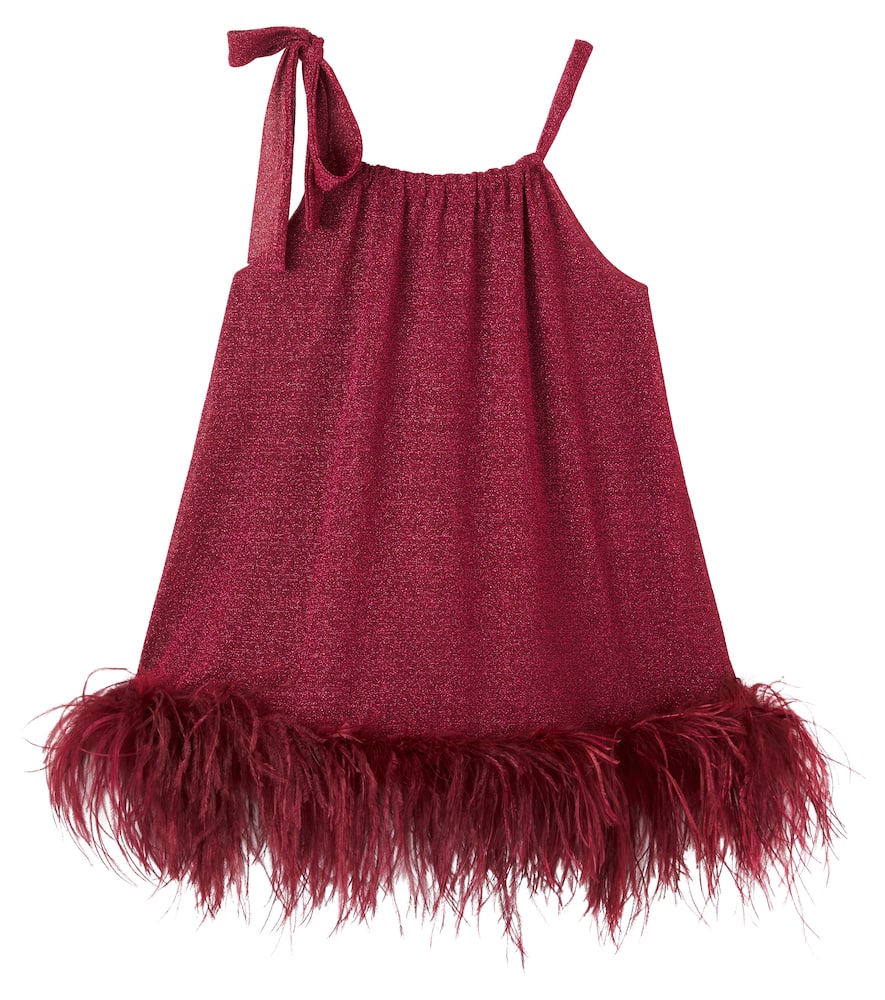 Oseree Oséree Kids Osemini Lumière Plumage Dress In Burgundy