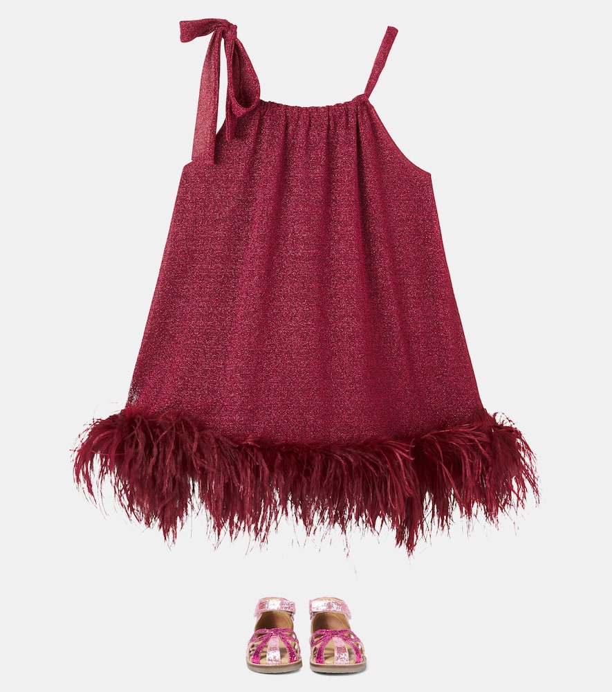 Oseree Oséree Kids Osemini Lumière Plumage Dress In Burgundy