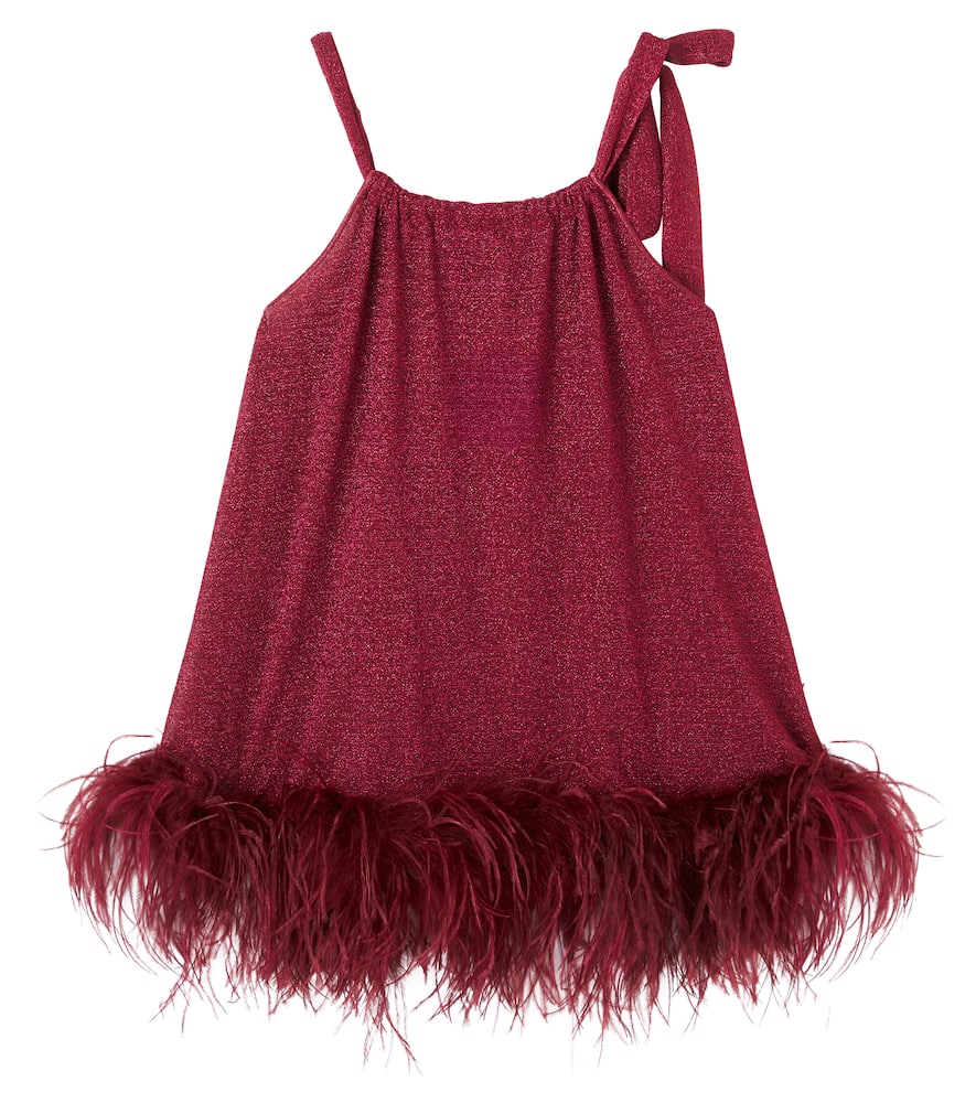 Oseree Oséree Kids Osemini Lumière Plumage Dress In Burgundy