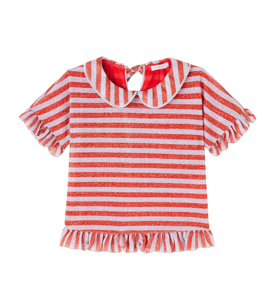 Oseree Oséree Kids Striped Lamé Top In Red