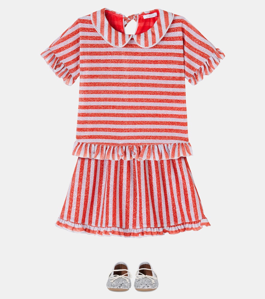 Oseree Oséree Kids Striped Lamé Top In Red