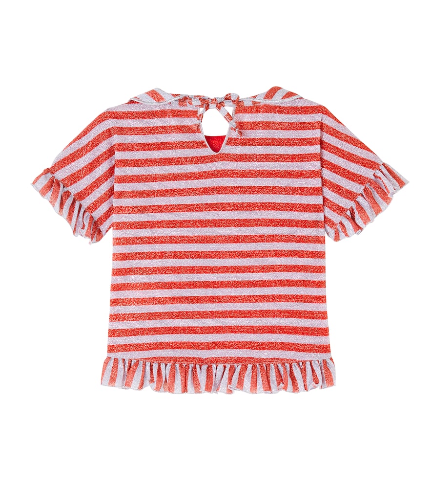 Oseree Oséree Kids Striped Lamé Top In Red