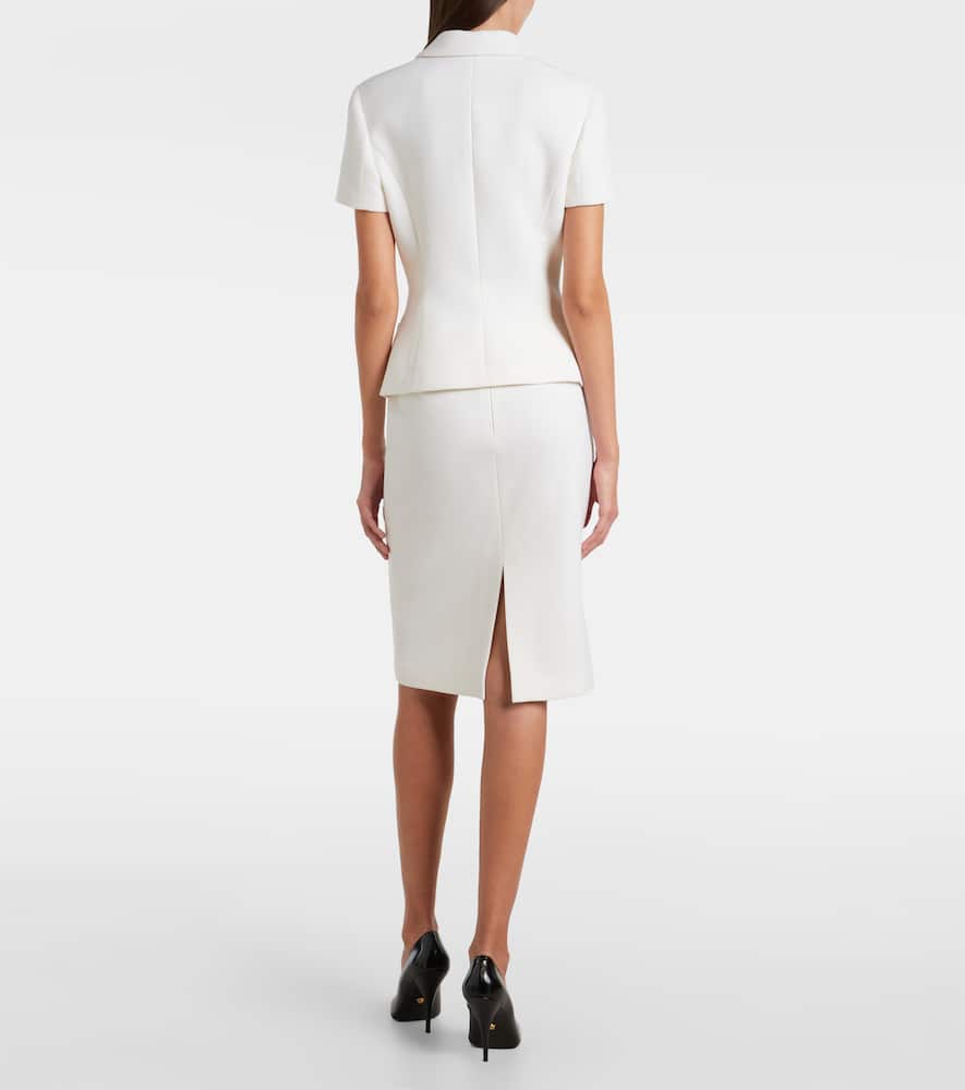 Versace Virgin Wool Midi Skirt In White