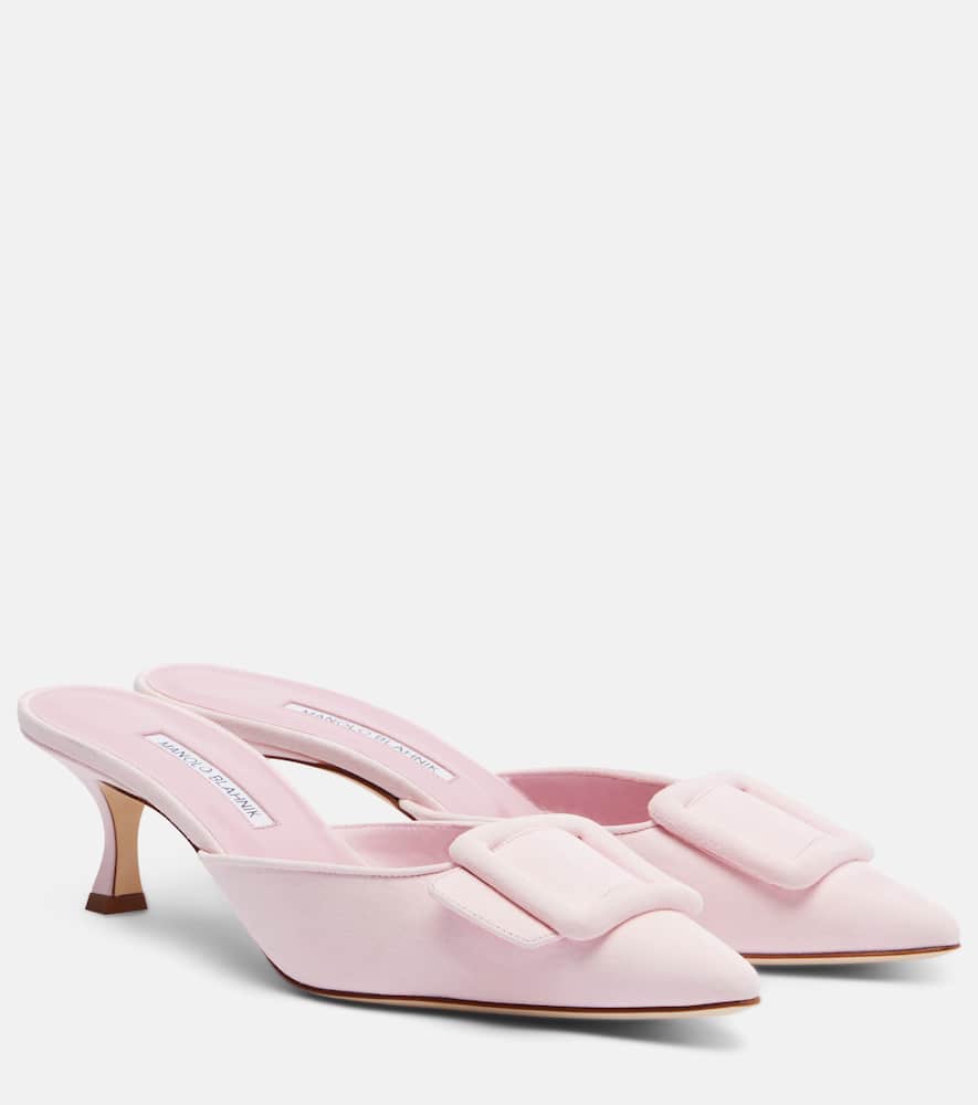 Manolo Blahnik Maysale 50 Suede Mules In Pink
