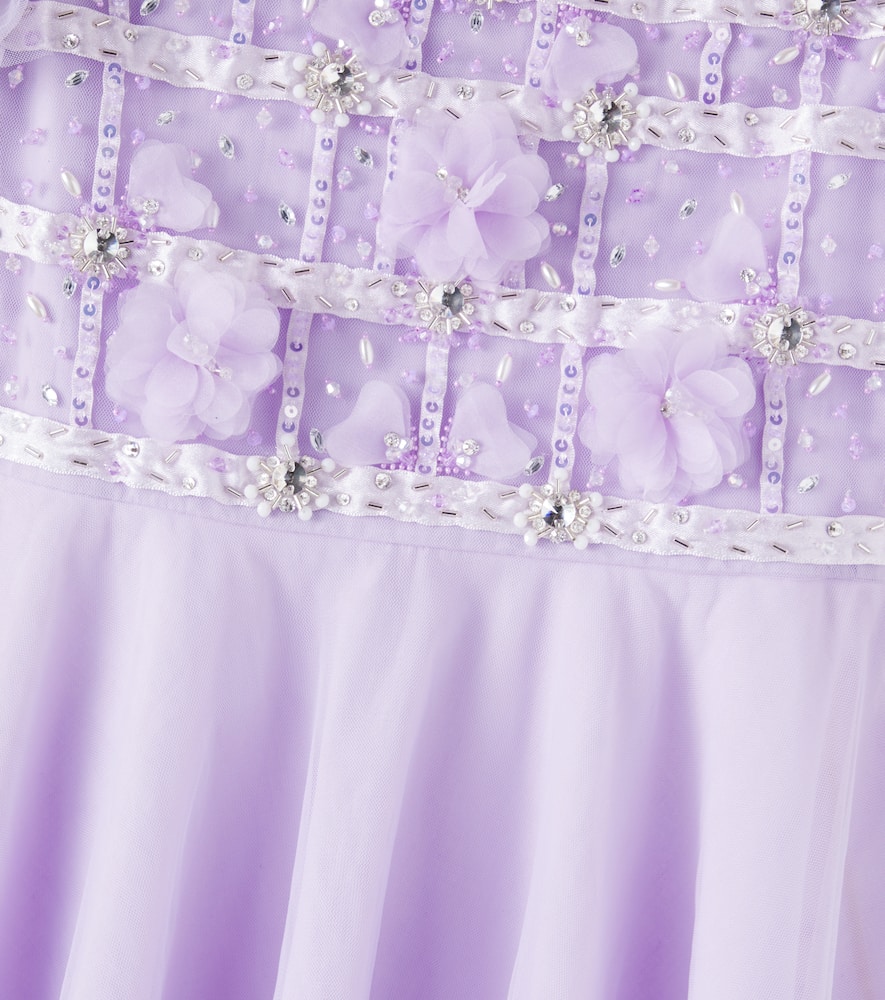 Tutu Du Monde Aria Embellished Ruffled Tulle Dress In Purple