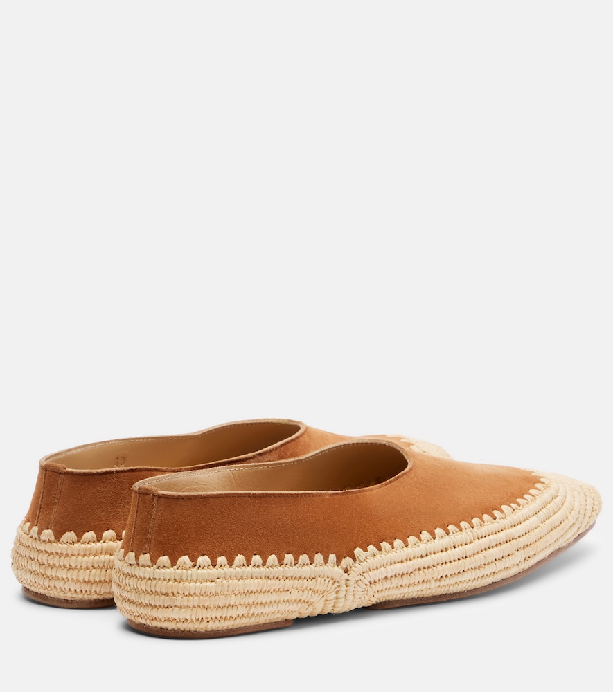  Gabriela Hearst Gabriela Hearst Strength Crochet Raffia-trimmed Suede Flats 