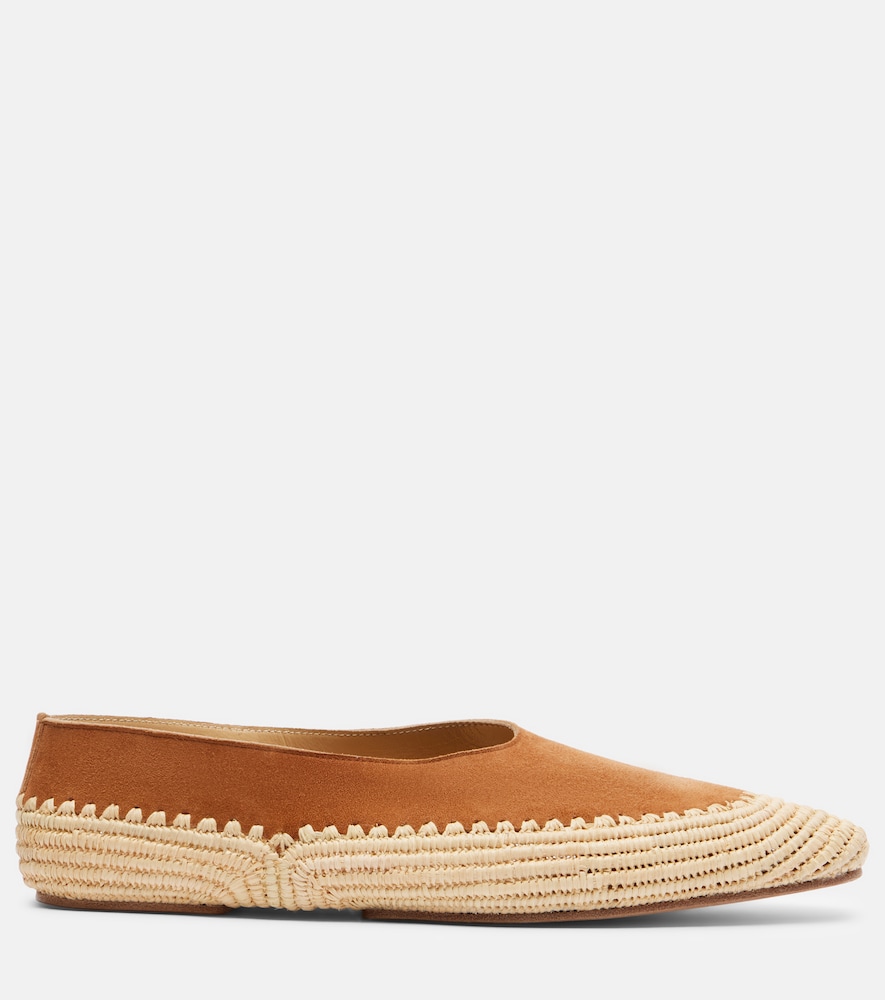  Gabriela Hearst Gabriela Hearst Strength Crochet Raffia-trimmed Suede Flats 