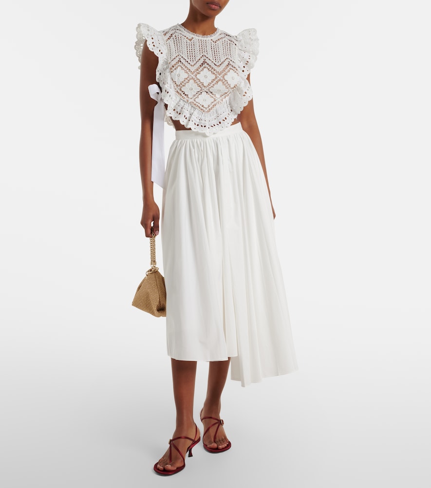 Cotton Poplin Midi Skirt