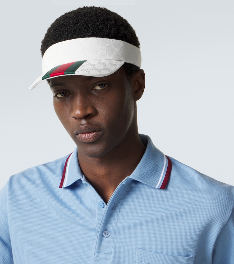  Gucci Gucci Web Stripe Gg Canvas Visor 
