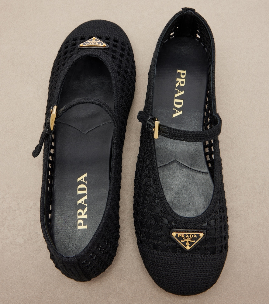  Prada Prada Crochet Mary Jane Flats 