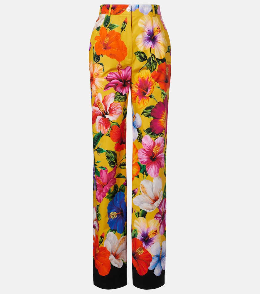 Dolce & Gabbana Floral cotton wide-leg pants