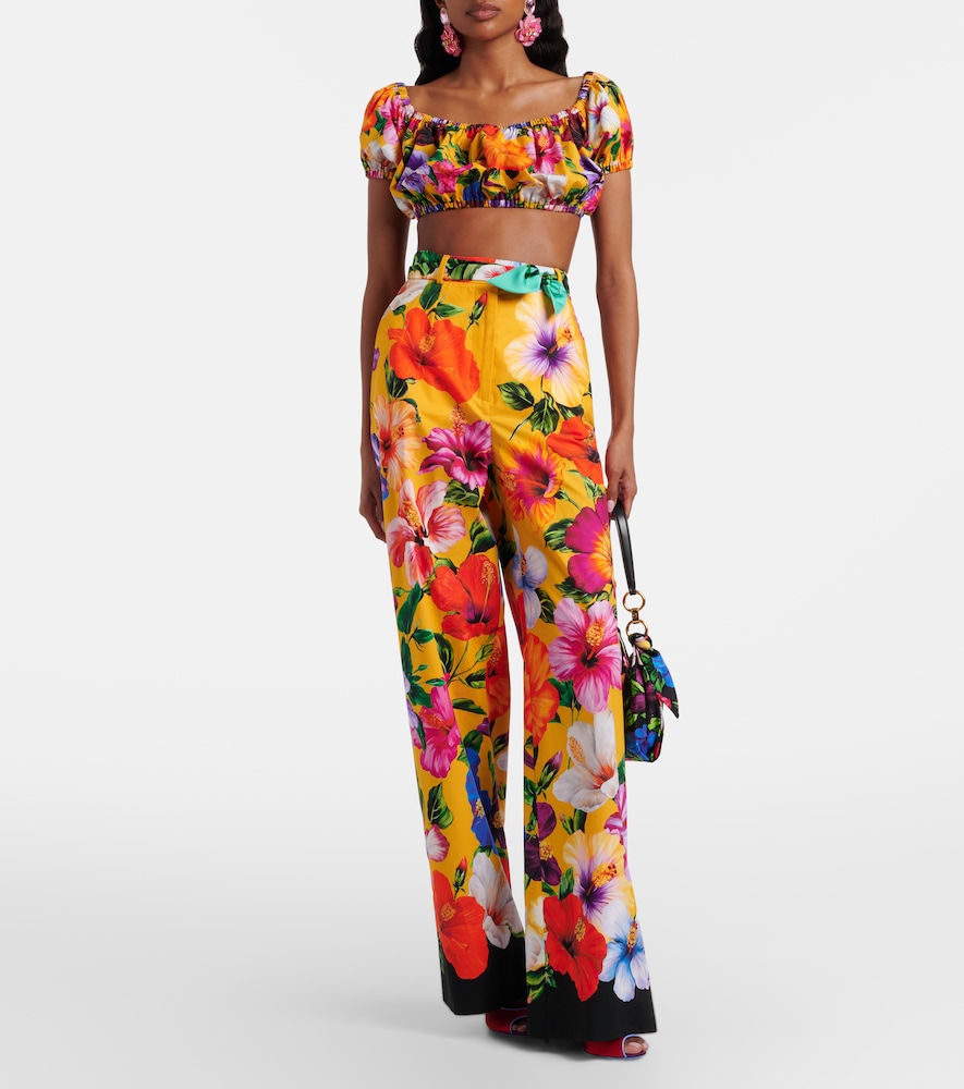 Dolce & Gabbana Floral cotton wide-leg pants