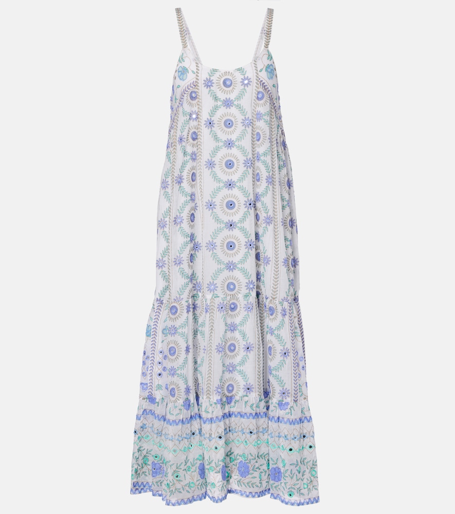 Juliet Dunn Embellished floral cotton midi dress