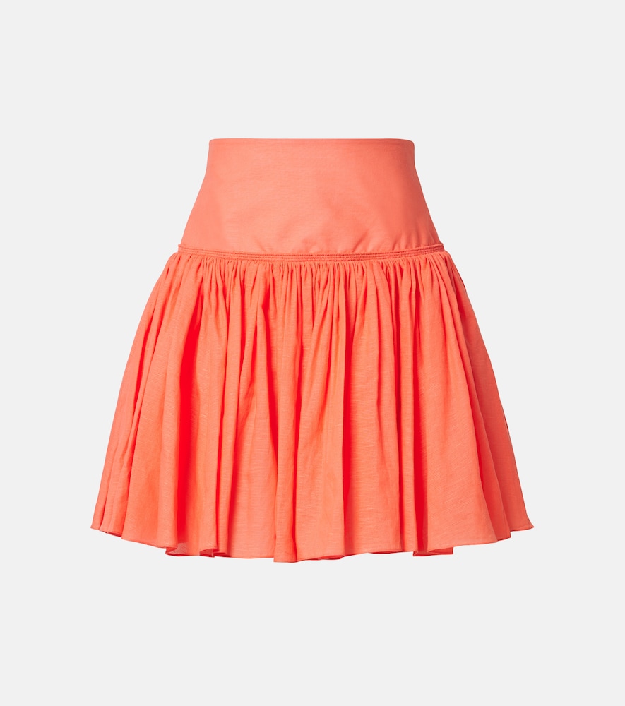 Alaïa Gathered Cotton and Linen Miniskirt