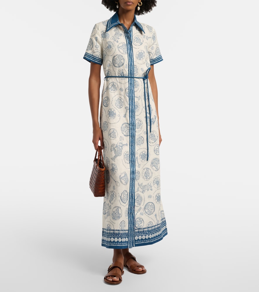 Alémais Lucky belted printed linen shirt dress