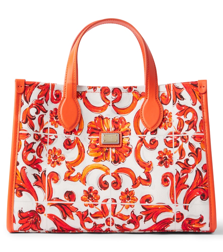 Dolce&Gabbana Kids Orange Majolica Leather-Trimmed Canvas Tote Bag - Mytheresa