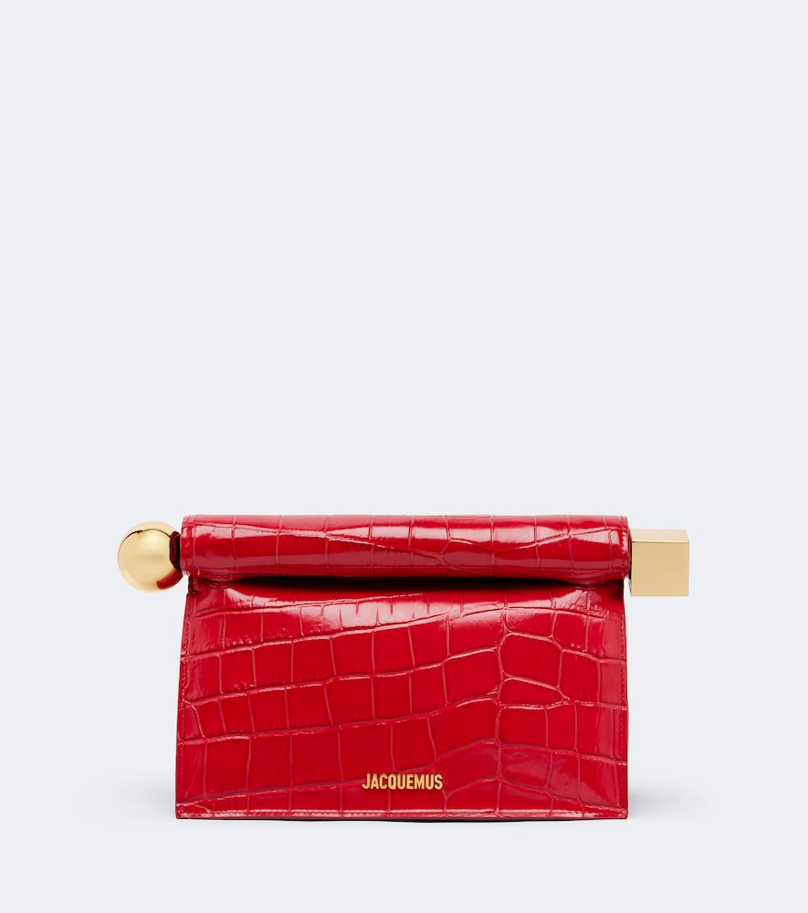 Clutch Rond Carré Small in pelle stampata