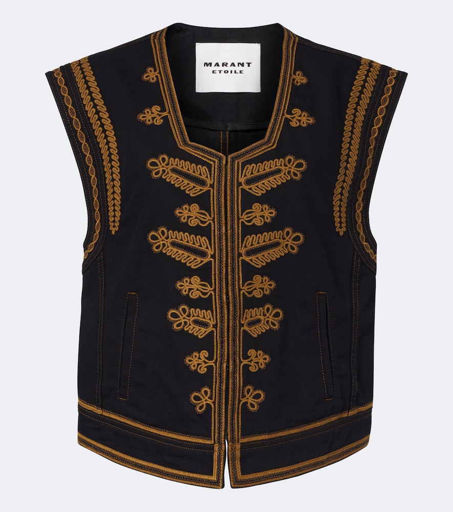 Edmee Embroidered Denim Vest