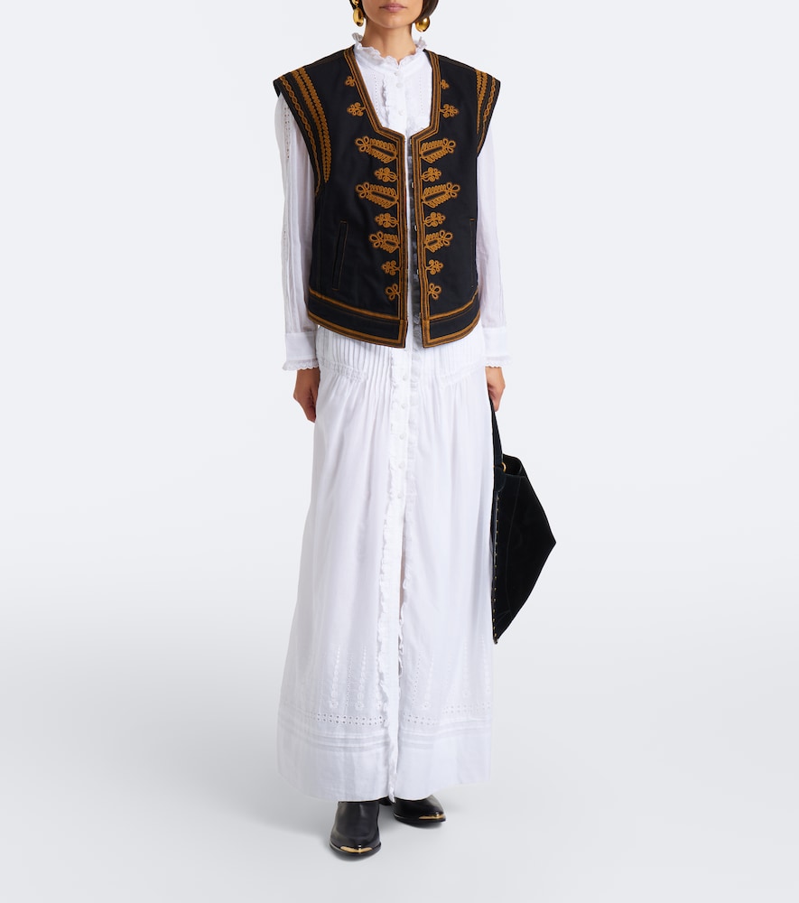 Edmee Embroidered Denim Vest