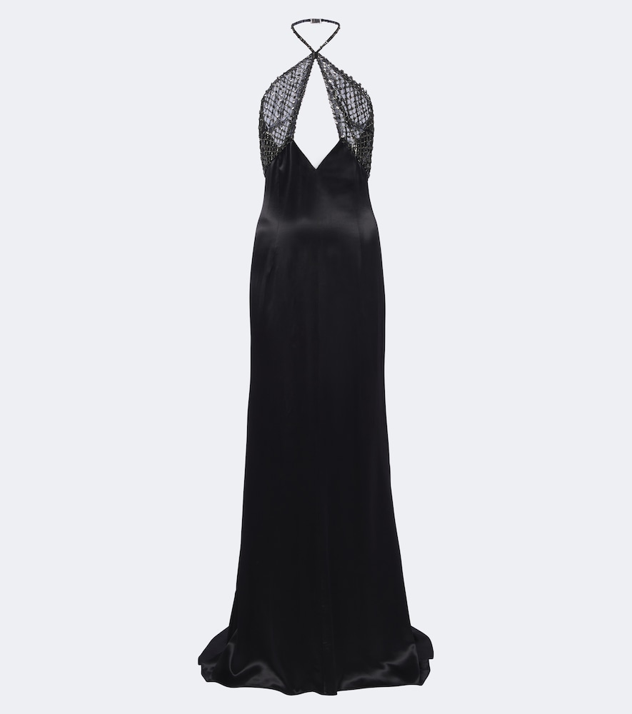 Verzierte Bustier-Robe aus Satin