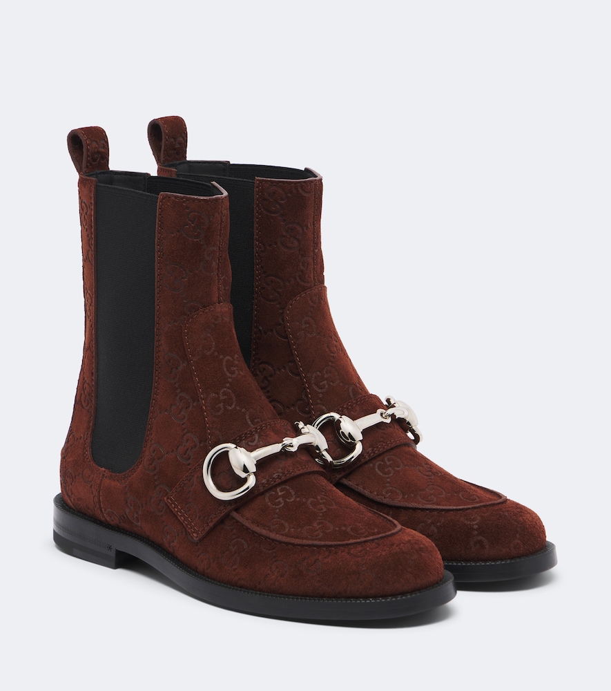 Boulevard Horsebit GG Suede Chelsea Boots