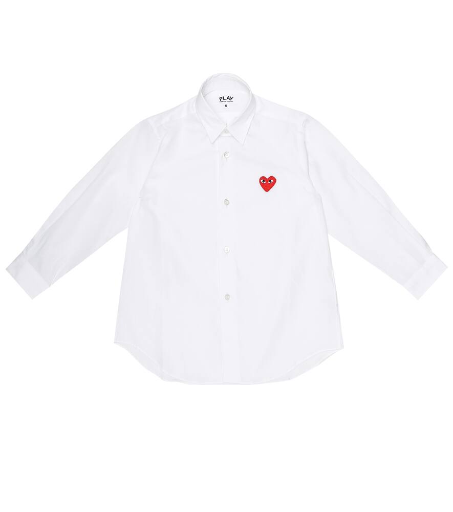 Comme des Garçons Play Kids Heart logo cotton-poplin shirt