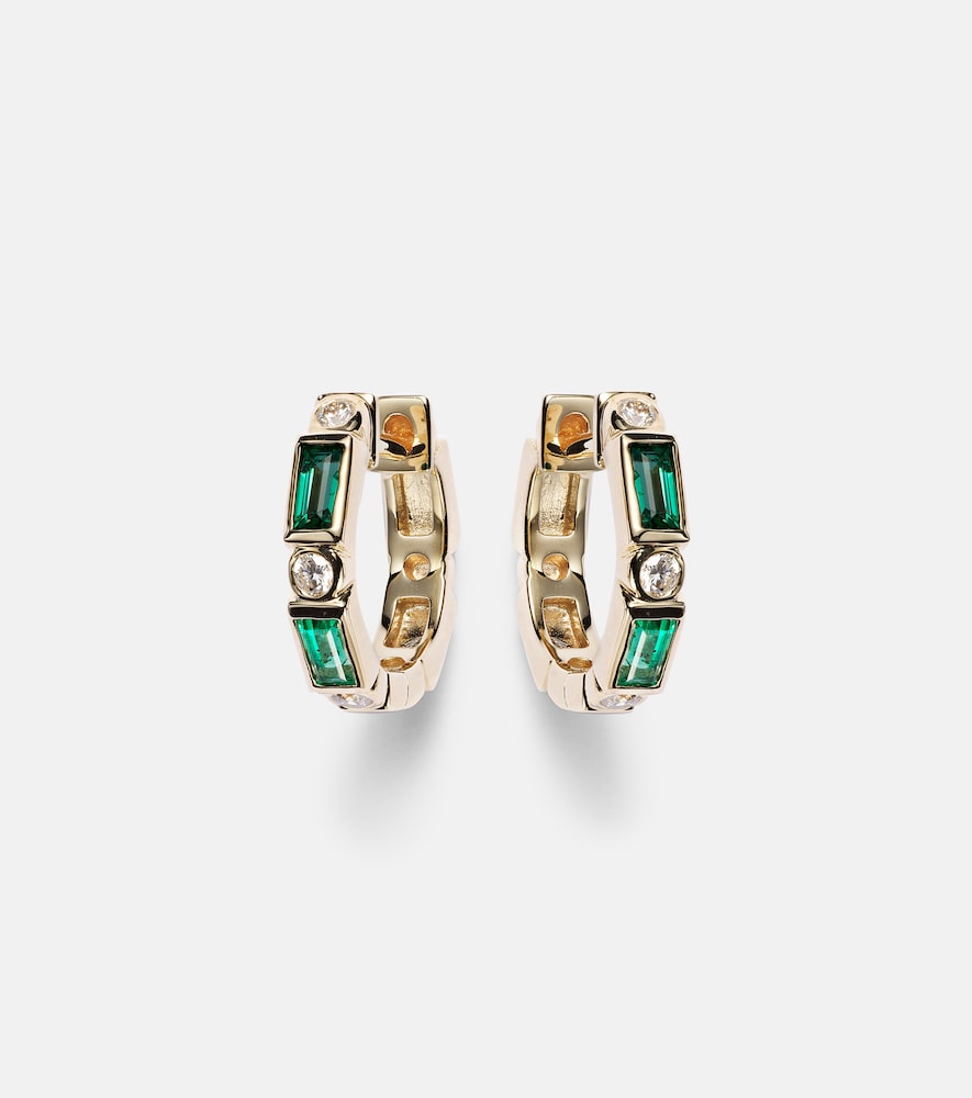 Sydney Evan Huggie 14kt yellow gold embellished earrings