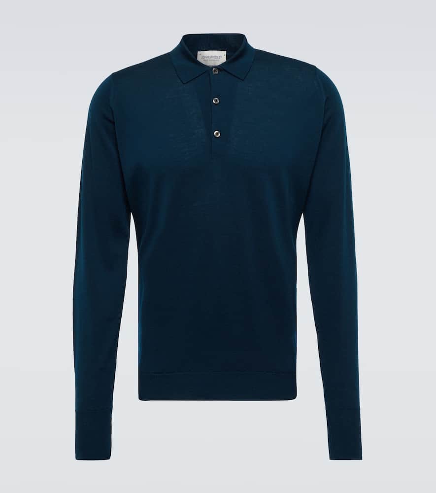 John Smedley Cotswold Wool Polo Sweater In Orion Green
