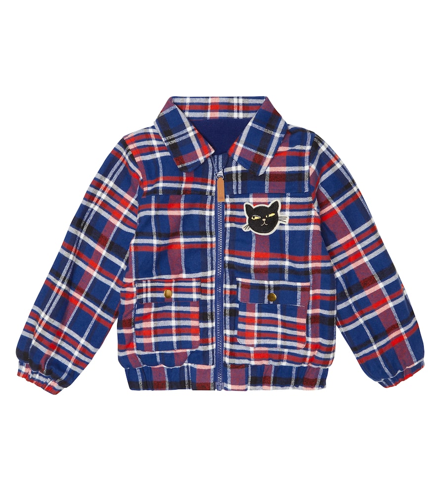 Mini Rodini Checked cotton-blend fleece jacket