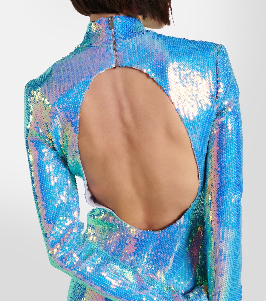 Shop David Koma Sequined Minidress In Iridescent