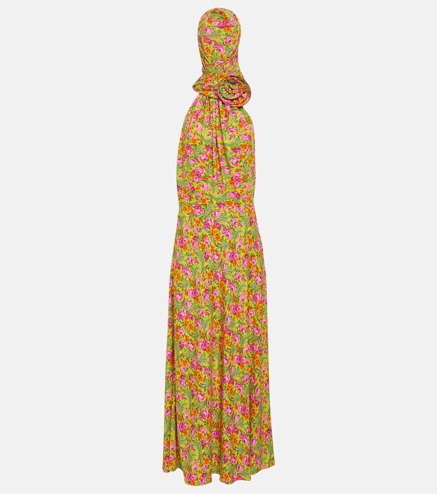 Magda Butrym Floral-appliqué hooded maxi dress