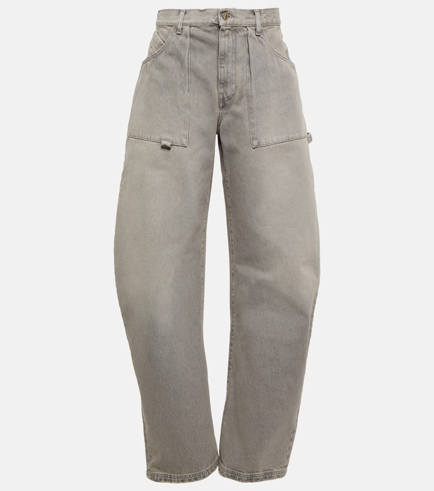 Shop Attico Effie High-rise Barrel-leg Jeans In Grey