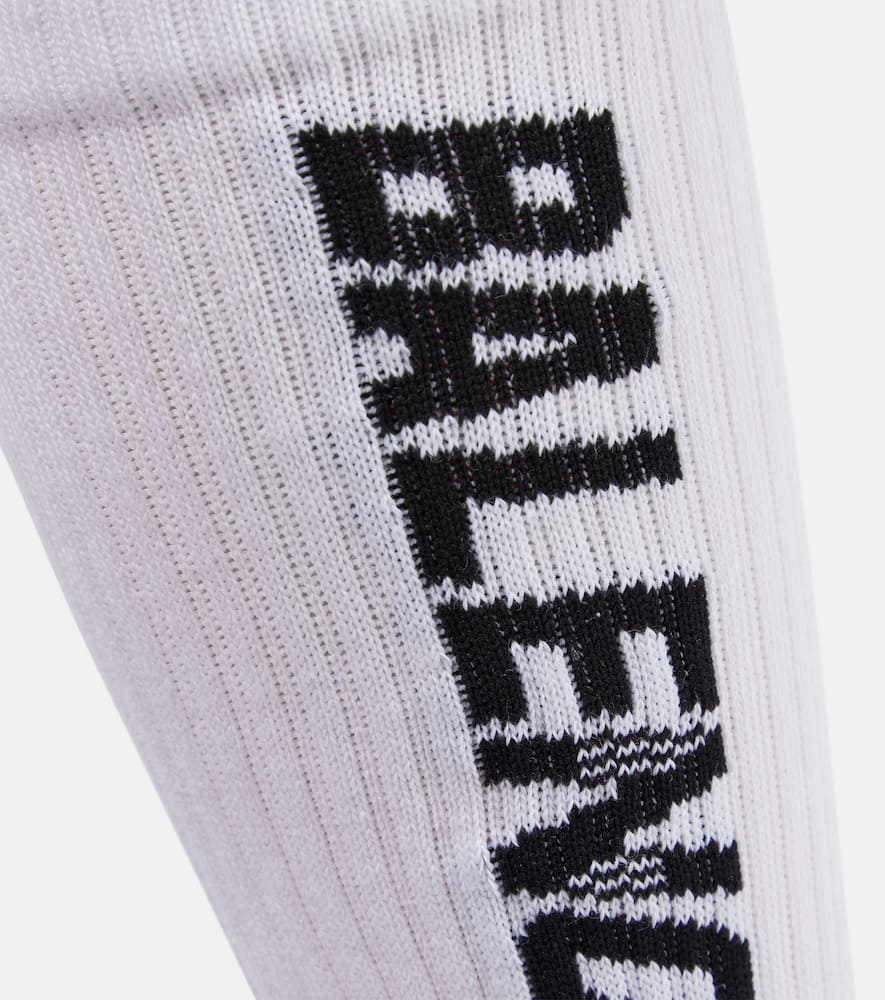 Shop Balenciaga Logo Cotton-blend Socks In White