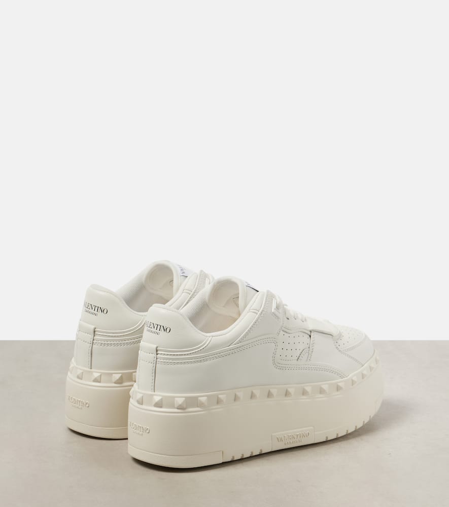 Valentino Freedots Xl Leather Platform Sneakers In White