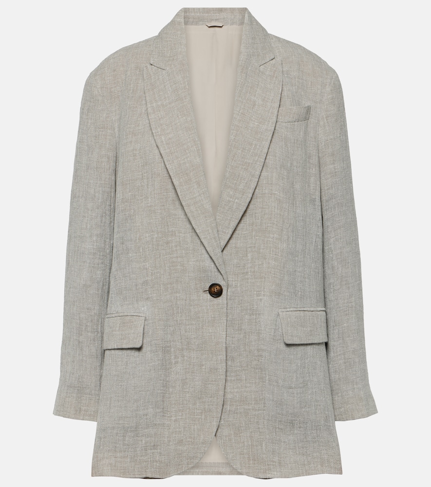 Brunello Cucinelli Oversized V-neck linen-blend blazer