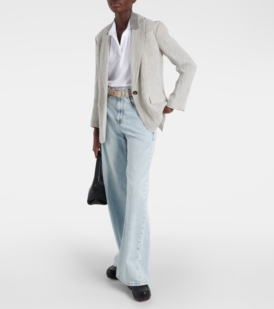 Brunello Cucinelli Oversized V-neck linen-blend blazer