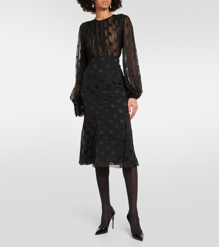 Dolce & Gabbana DG devoré satin midi skirt